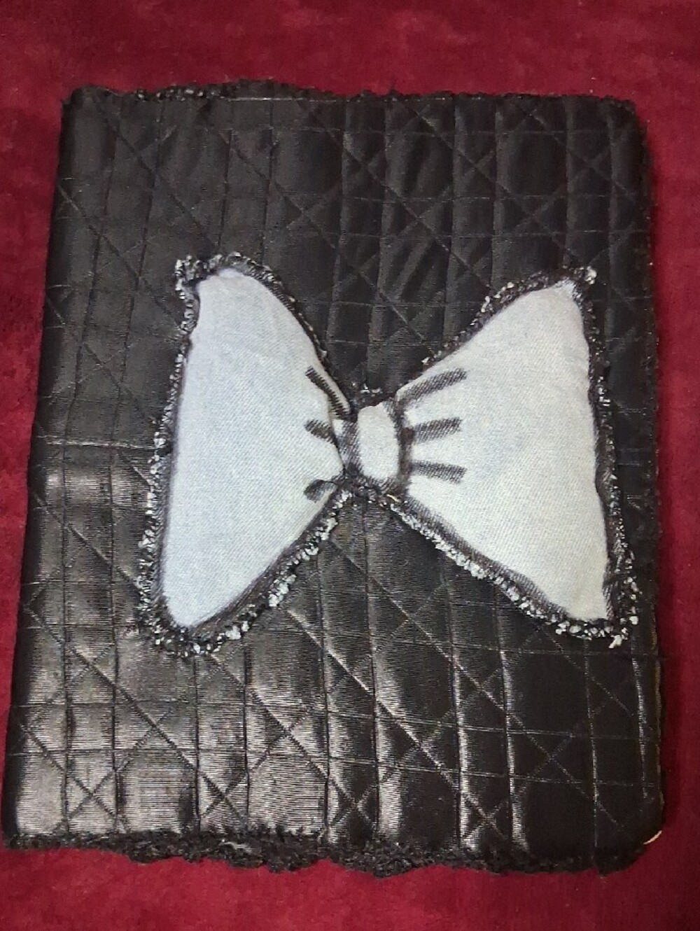 Black Quilted Journal with Decorative Light Blue Bow - Picture 8 of 8